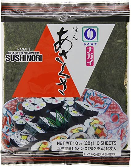 Nagai Roasted Sushi Nori Seaweed Red, 28 g, 10 sheets