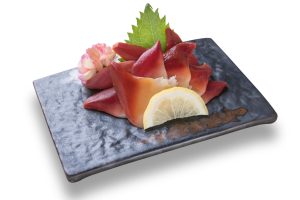 Sliced Japanese food surf clam hokkigai sashimi dinner